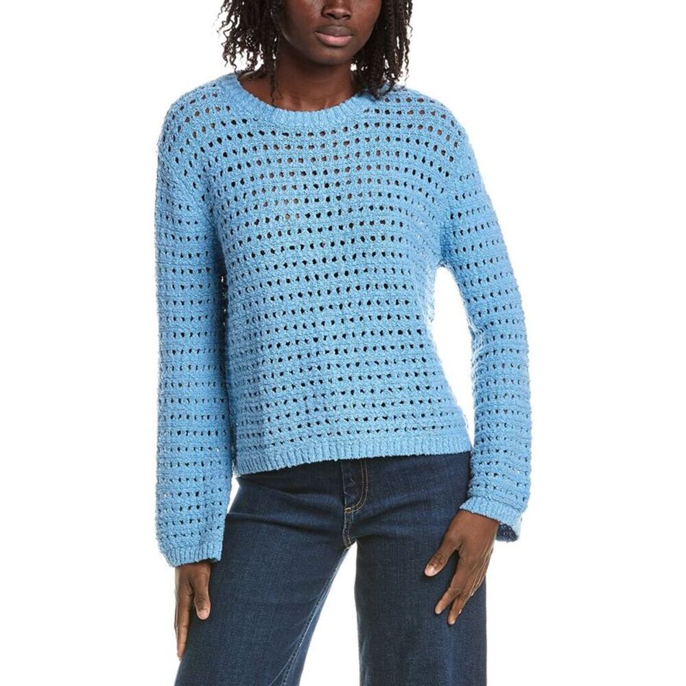 &Isla Womens Ollie Texture Stitch Flared Sleeve Sweater, Blue